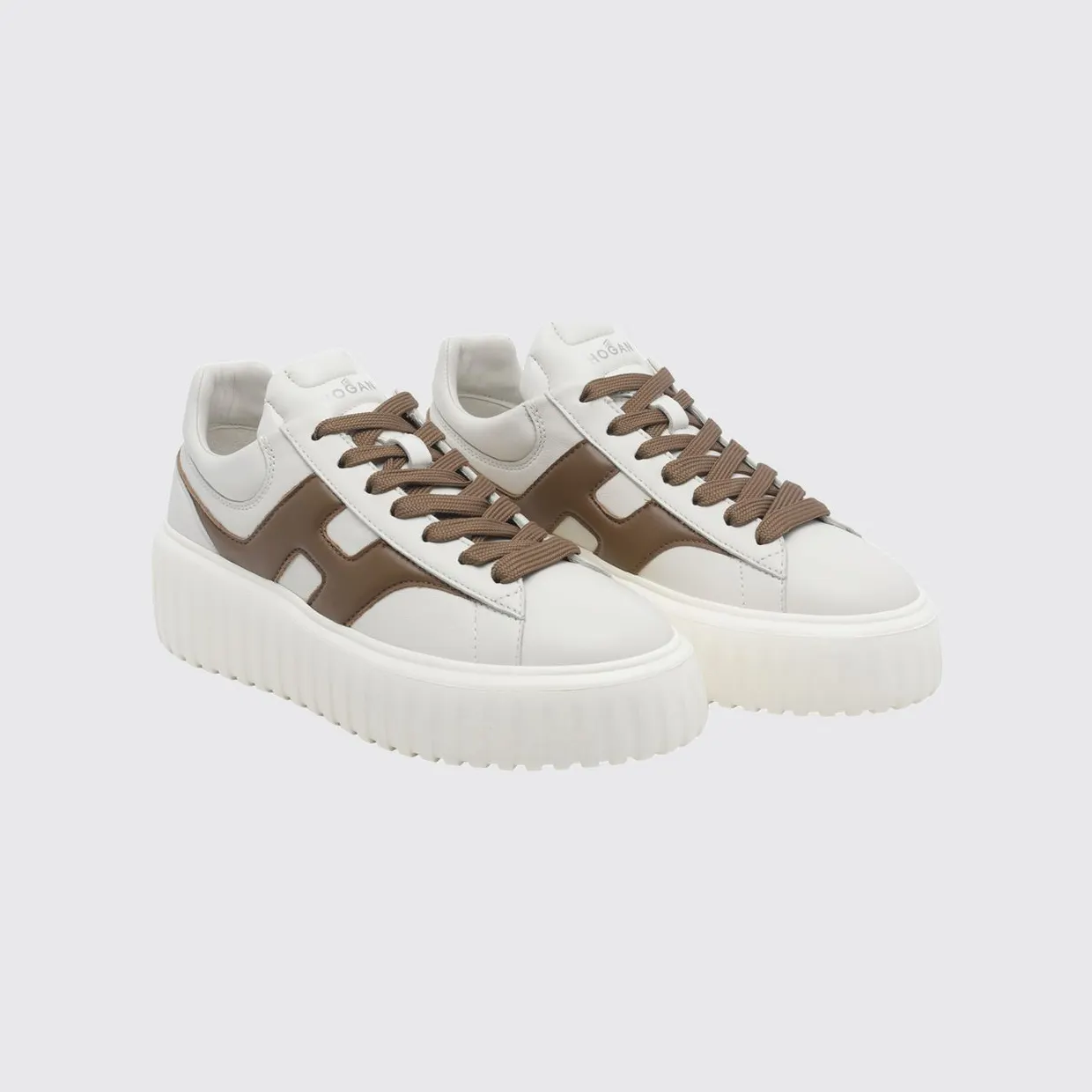 Hogan H-Stripes Smooth Leather Platform Trainers White 1 (HXW6450FE91LE902RK)