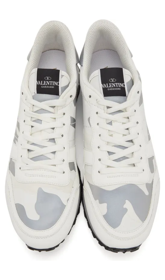 Valentino Garavani White & Silver Camouflage Rockrunner Sneakers (WY0S0723KIB) (5)