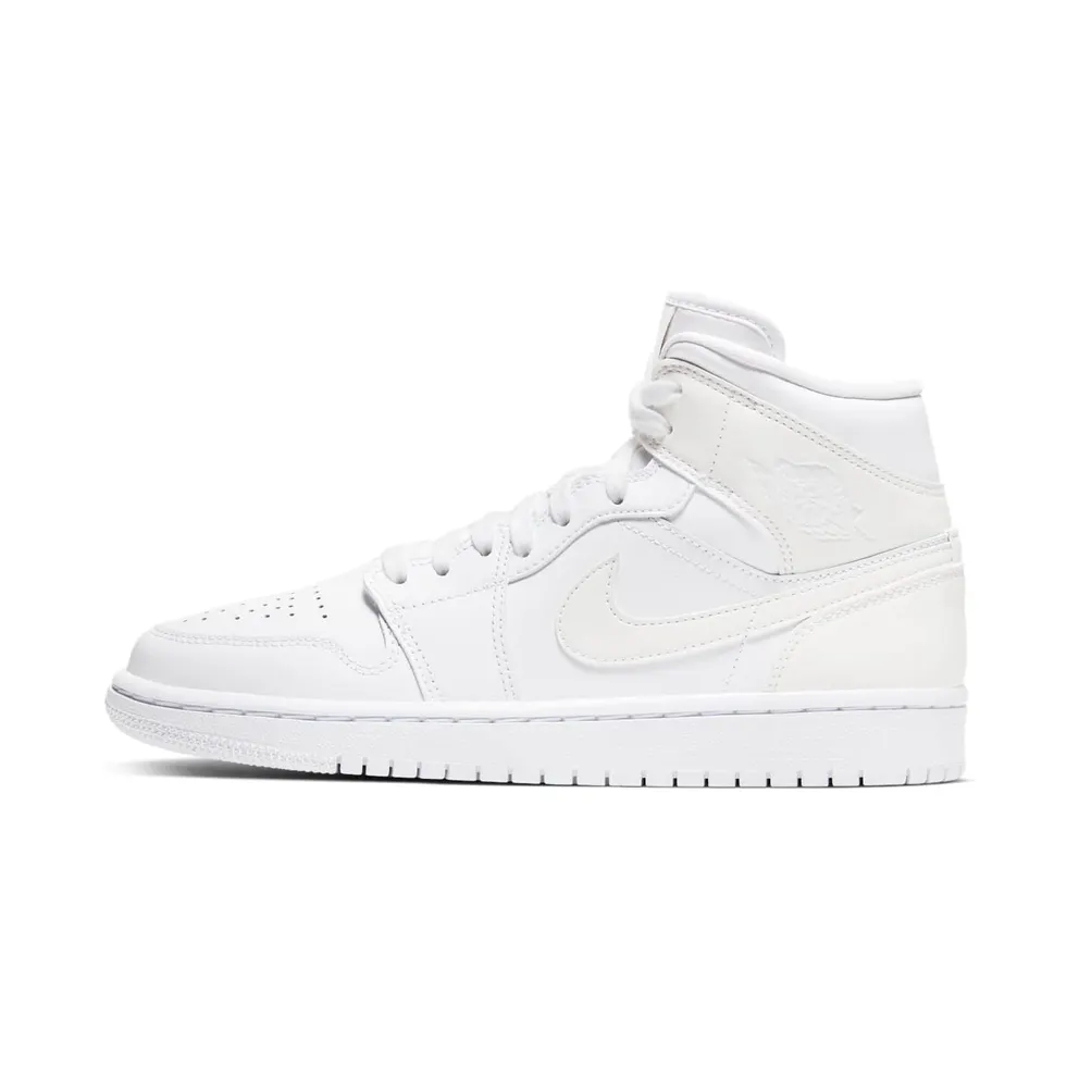 Air Jordan WMNS Nike AJ I 1 Mid Triple White (2019) (BQ6472-112)