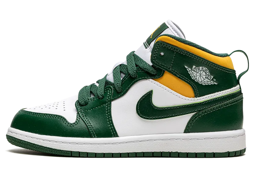 Air Jordan 1 Mid Green Yellow Sonics (PS) (640734-371)