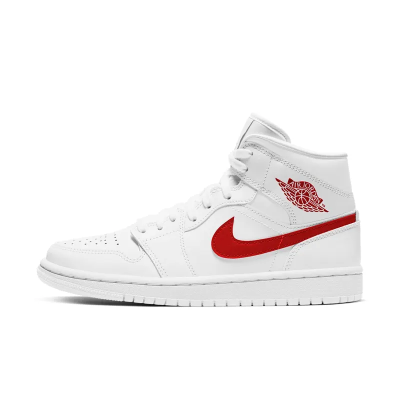 Air Jordan WMNS 1 Mid White Red (2020) (BQ6472-106)