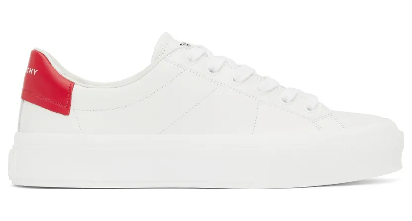 Givenchy White & Red Leather City Sport Sneakers (BH005VH118112)