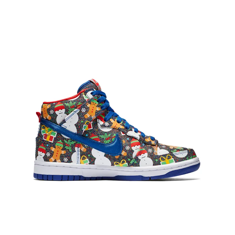 Nike SB Dunk High Concepts Ugly Christmas Sweater 2017 (GS) Blue Ribbon/Blue Ribbon-Atom Red (AO1559-446)