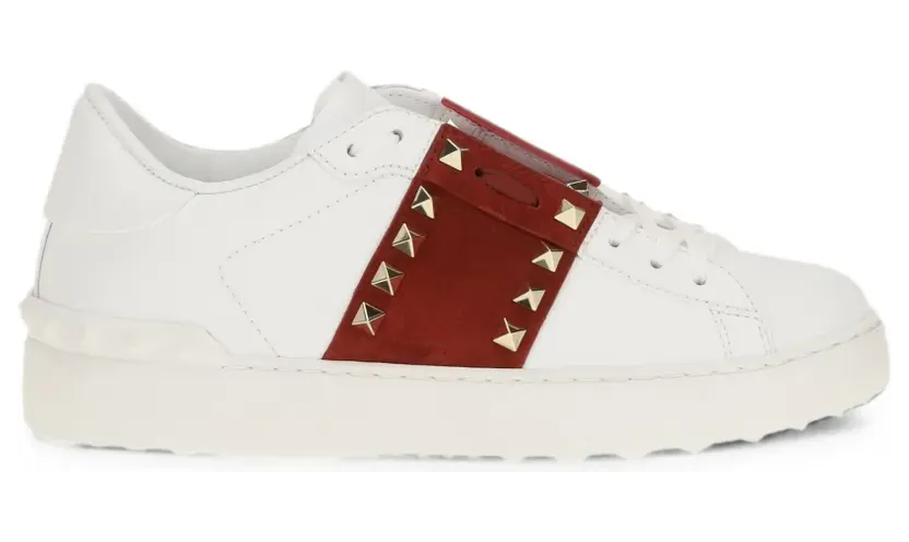 Valentino Garavani Rockstud Untitled Sneakers aus Kalbsleder mit Wildlederband – Weiß (WS0A01ZBV)