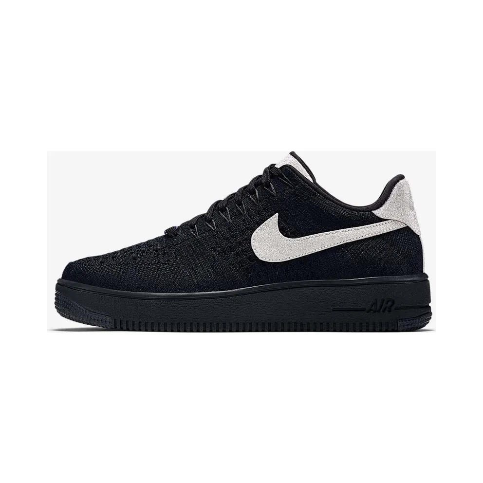 Nike Air Force 1 Flyknit Low Black Metallic Silver (908670-001)