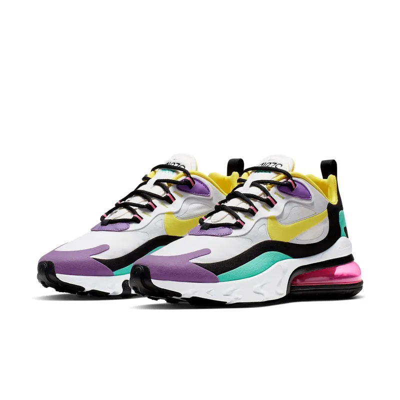 Nike Air Max 270 React Geometric Art (W) White/Black-Bright Violet-Dynamic Yellow (AT6174-101)