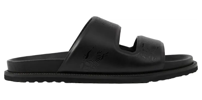 Burberry Embossed EKD Slides Black Leather (80710341)