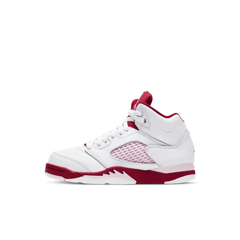 Jordan 5 Retro White Pink Red (PS) White/Pink Foam-Gym Red (440893-106)