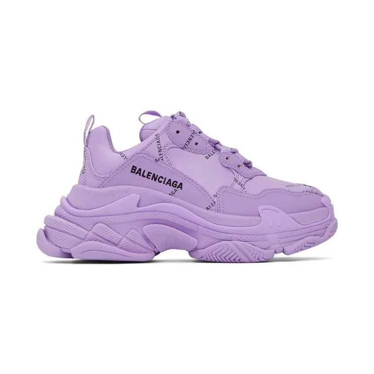 Balenciaga Purple Triple S Allover Logo Sneakers (524039 W2FA1)