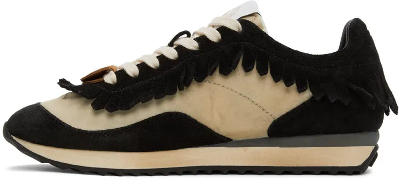 Palm Angels Off-White & Black Fringe Runner Sneakers (PMIA059S22LEA0010110)