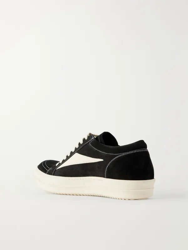Rick Owens Vintage Suede-Trimmed Leather and Rubber Sneakers Black (RU02F4897) (4)
