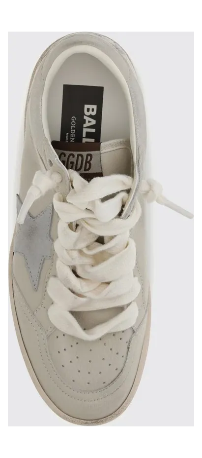 Golden goose Ball Star Distressed Laminated Leather Sneakers with Contrast Logo Cream (GWF00771F00870112522) (3)