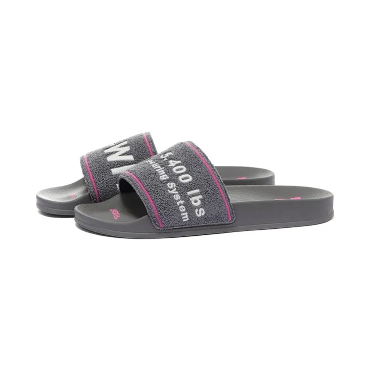 OFF-WHITE Chenille Slide Embroidered Grey Fuschia White (OMIC001S22MAT0030901)
