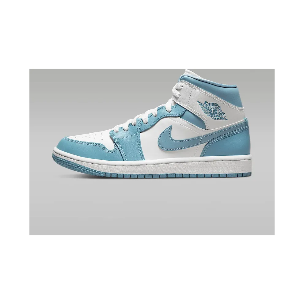 Jordan 1 Mid UNC (2022) (W) – “White / Worn Blue / Sail” (BQ6472-141)