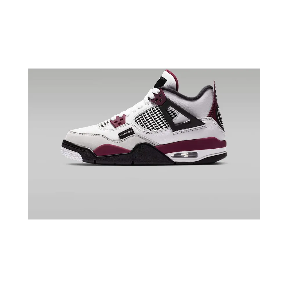 Jordan 4 Retro PSG Paris Saint-Germain (GS) White/Bordeaux-Neutral Grey-Black (CZ6509-100)