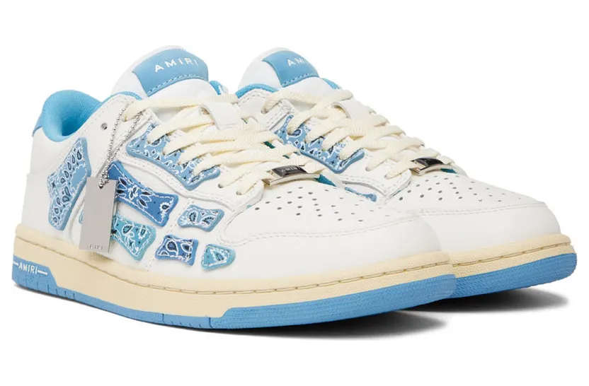 AMIRI White & Blue Bandana Skel Sneakers (PF22MFS006-123) (4)