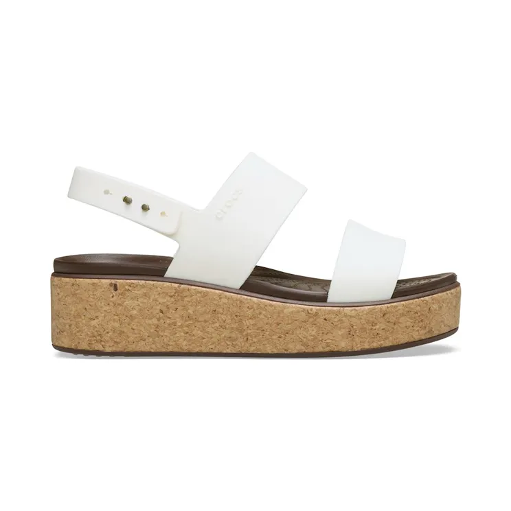 Crocs Brooklyn Low Wedge Cork Sandal Chalk (211144-0WV)