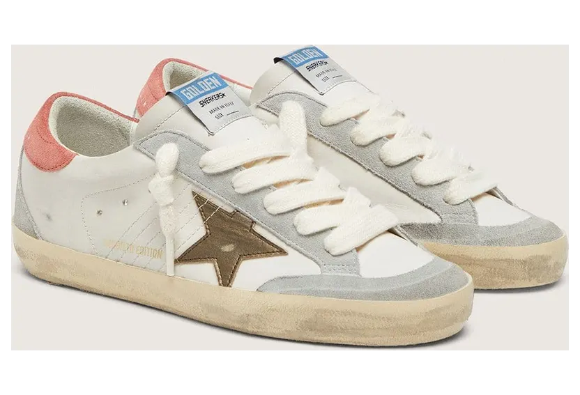 Golden Goose Super-Star Ltd In White Leather With Metallic Bronze Star (GWF00175.F008606.12502) (2)