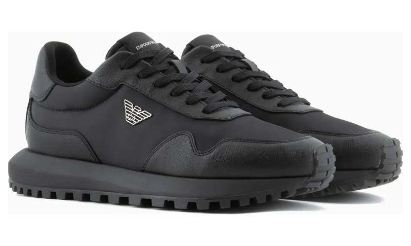 Armani Recycled Nylon Sneakers With Regenerated Saffiano Details (EM003738-AF19532-MC005) (2)