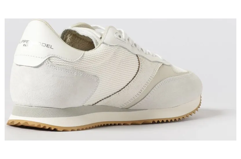 Philippe Model Low-Top Sneakers in Calf Leather and Mesh with Laminated Logo White (BVLUW001) (2)