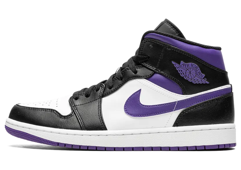 Jordan 1 Mid White Black Purple (554724-095)