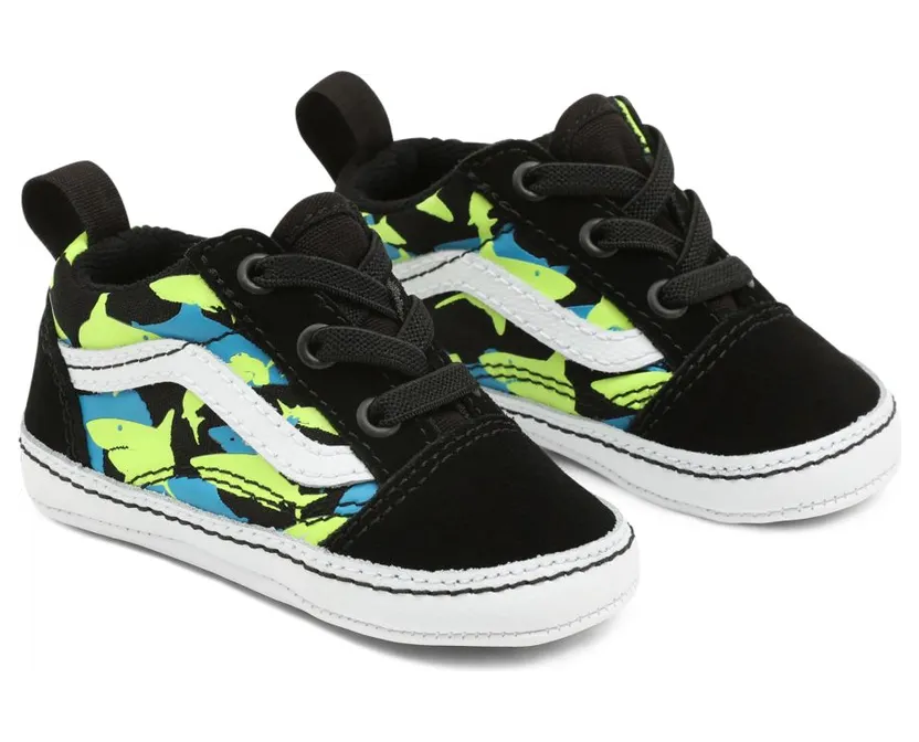 VANS Glow Sharks Old Skool Crib Schoenen Voor Baby’s Zwart (VN0A3U8K7T7)