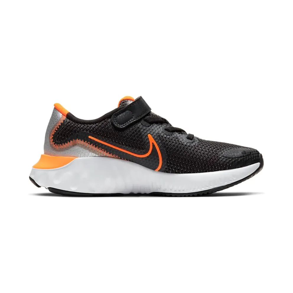 Nike Renew Run Black Total Orange (PS) Black/Chrome/Particle Grey (CT1436-001)