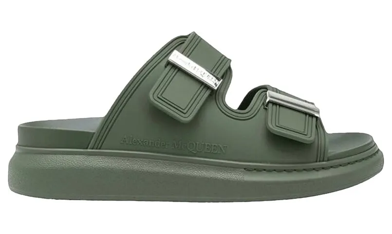 Alexander McQueen Hybrid Double Buckle Sandal Khaki (663563W4Q513084)