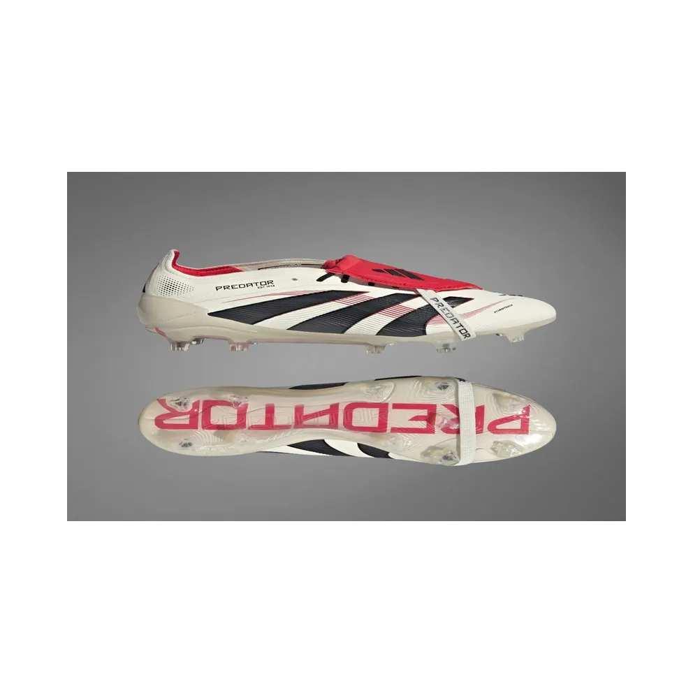 adidas Predator Elite Fold-over Tongue Firm Ground Boots “Off White / Core Black / Pure Ruby” (ID8968)