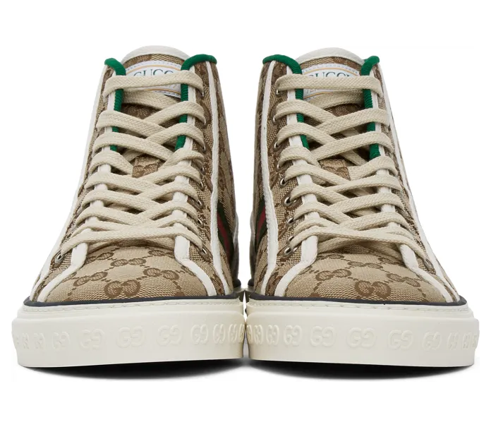 Gucci Beige ‘Gucci Tennis 1977’ High-Top Sneakers (625807 HVK70) (2)
