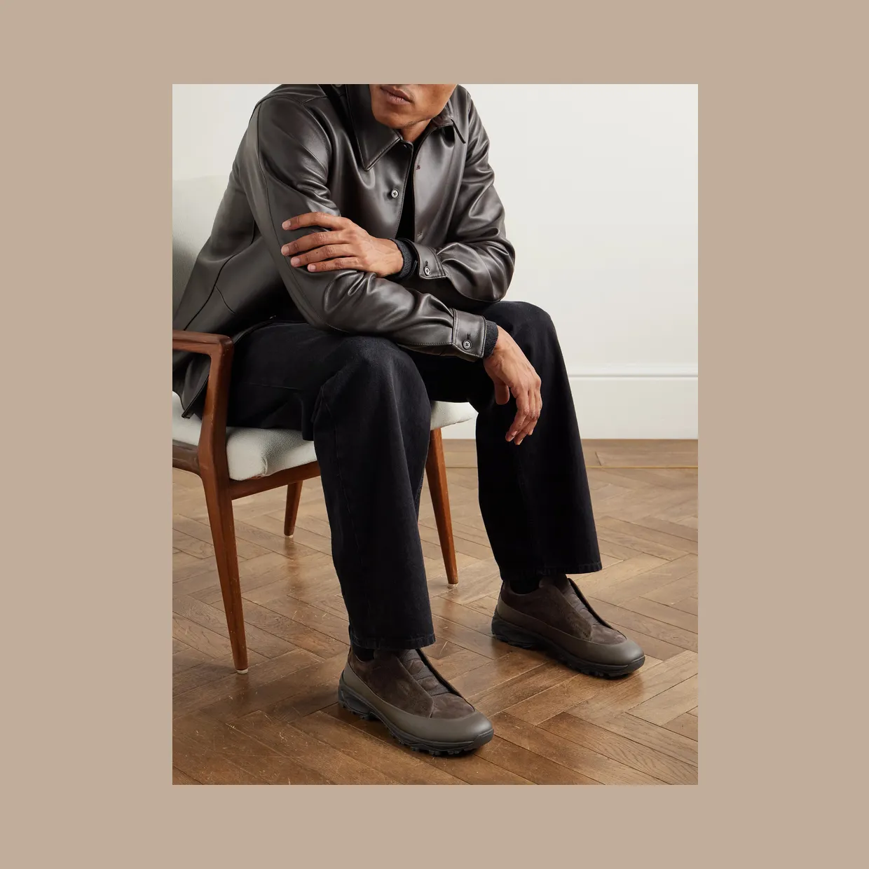 Zegna Triple Stitch™ Monte Rubber-Trimmed Suede Slip-On Sneakers Dark brown (LHNEL) (2)
