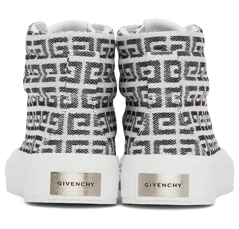 Givenchy White 4G Jacquard City Sneakers (BE0025E10N004) (4)
