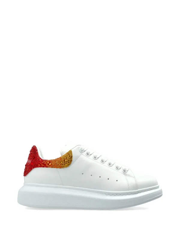 Alexander McQueen Oversized leren sneakers verfraaid with kristallen – White (666407WIAIF)
