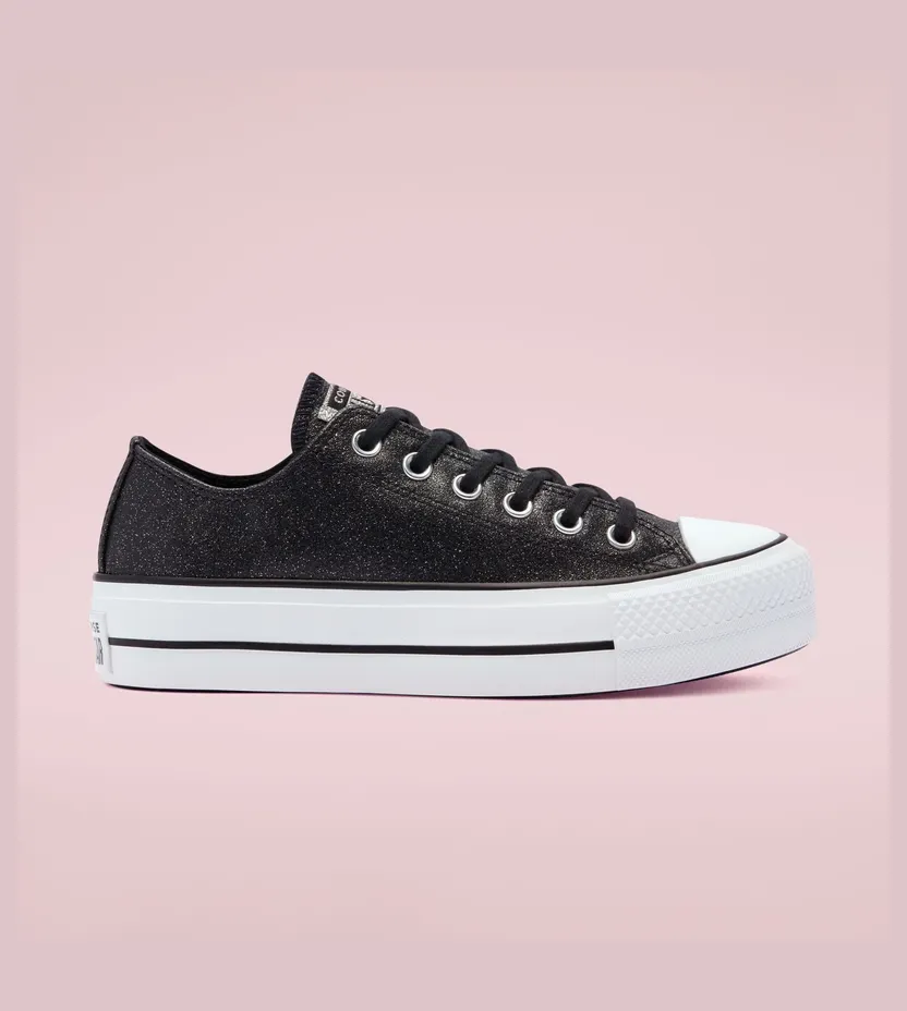 Converse Glitter Shine Platform Chuck Taylor All Star Low Top voor dames Black/black/white (569377C)