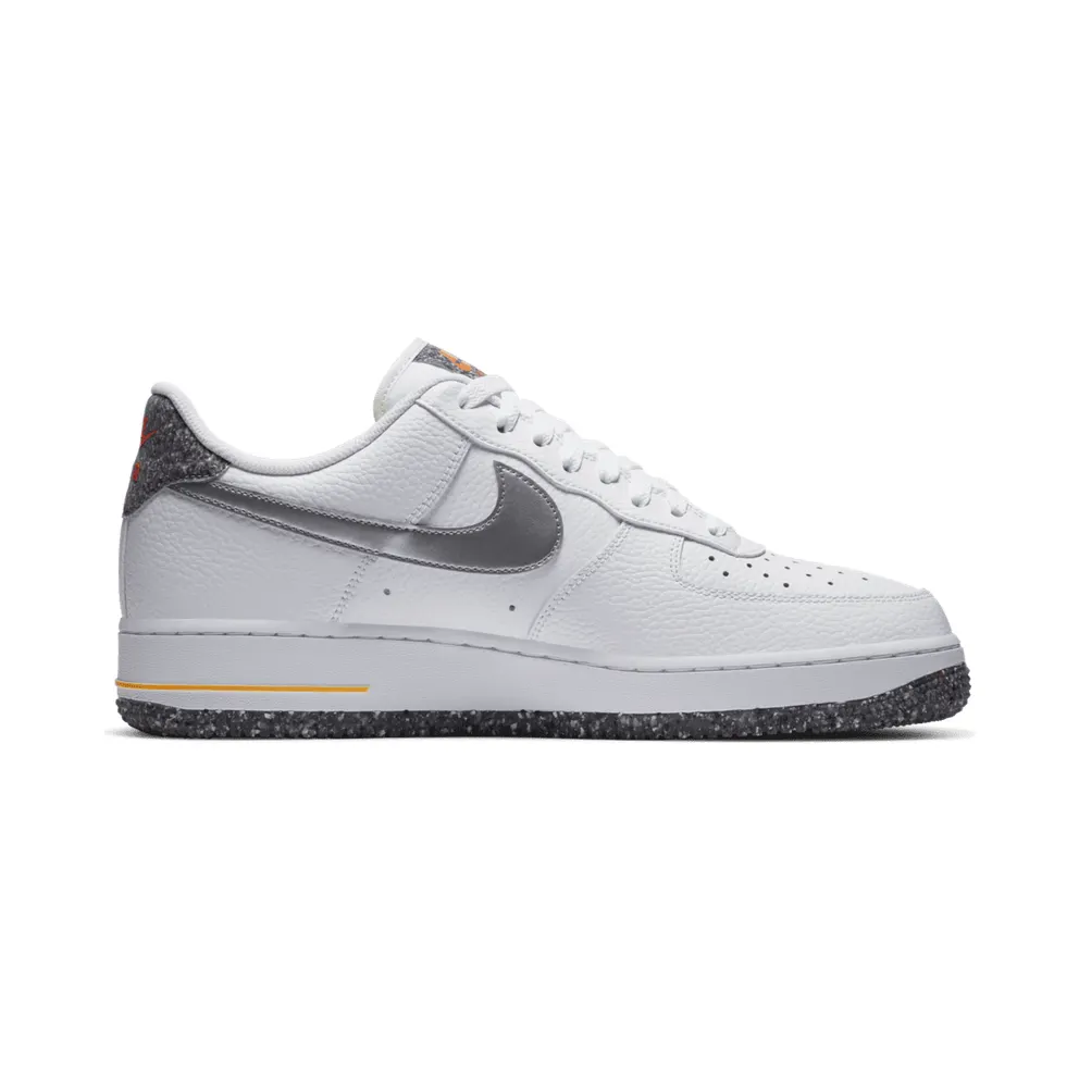 Nike Air Force 1 Crater Grind White White/Metallic Silver-Light Smoke Grey-Laser Orange (DA4676-100)