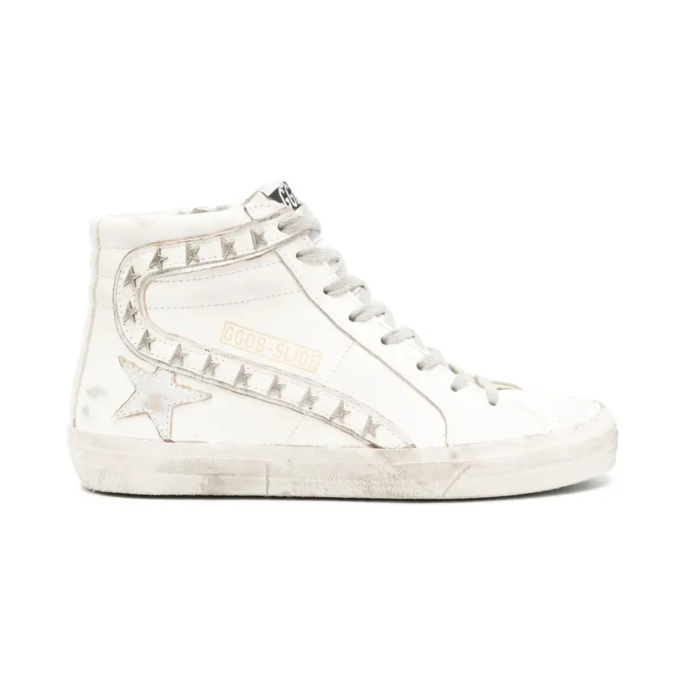 Golden Goose Slide high-top leather sneakers – Weiß (GWF00115F005160)
