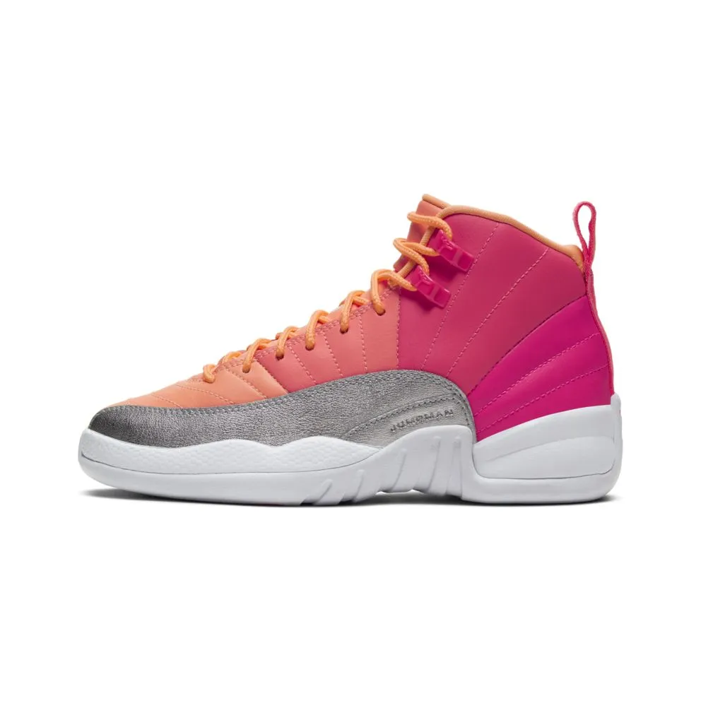 Jordan 12 Retro Sunrise (GS) Racer Pink/White-Hot Punch-Bright Mango-Sunset Pulse-Metallic Silver (510815-601)