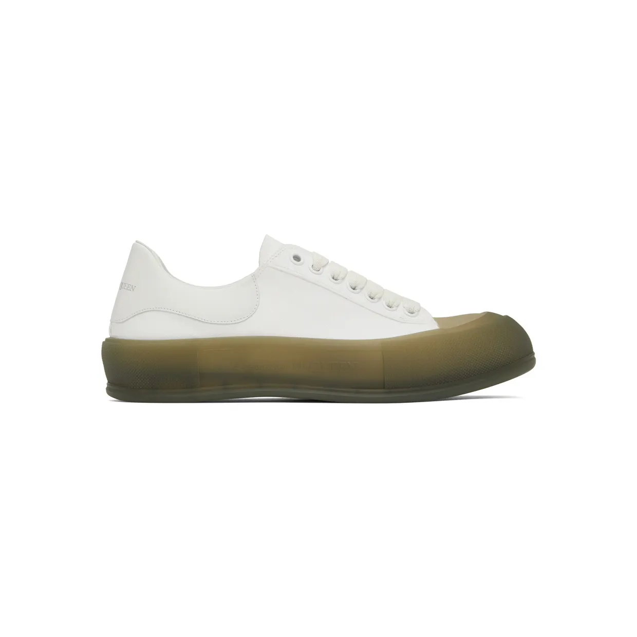 Alexander McQueen White & Khaki Deck Plimsoll Low Sneakers (667819W4MVW)