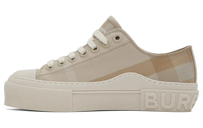 Burberry Beige Cotton Check Low-TopSneakers (8053990) (3)