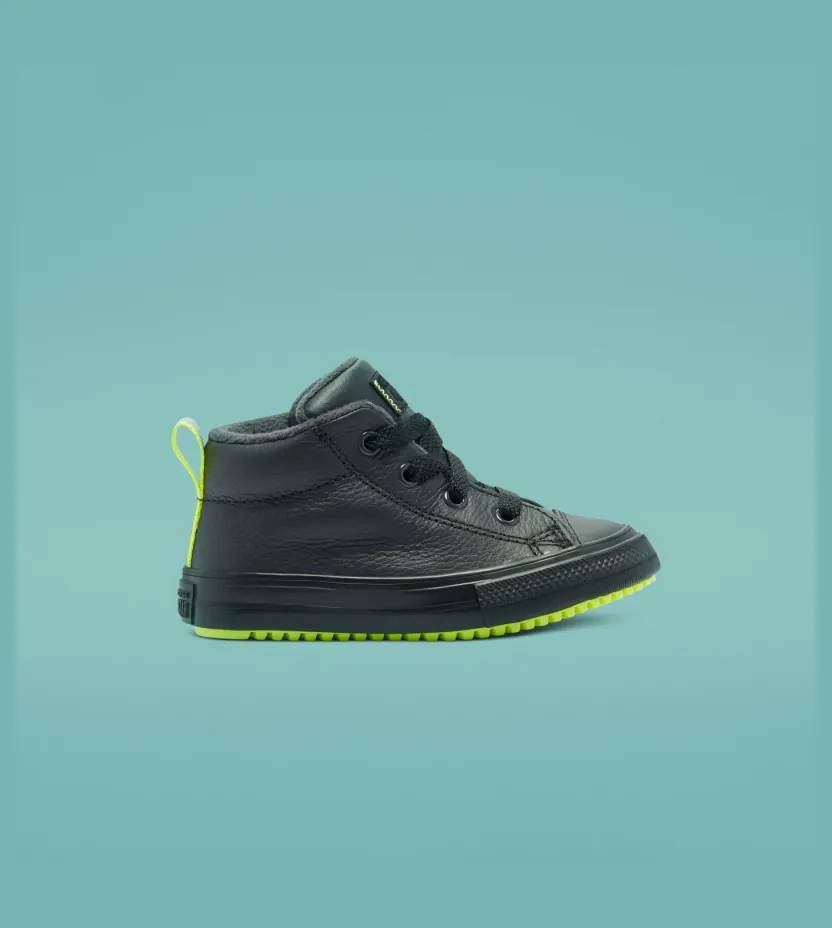 Converse Leather & Reflective Chuck Taylor All Star Street Boot Almost Black/lemon Venom/black (769329C)