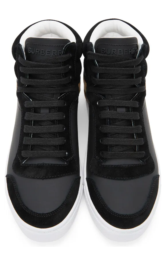 Burberry Black House Check Reeth High-Top Sneakers (8024122) (5)