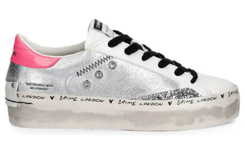 Crime London Flatform-Sneakers mit Glitter – Weiß (29050PP8)