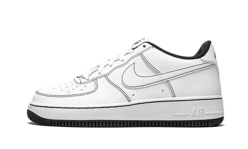Nike Air Force 1 Low ’07 GS “Contrast Stitching – White / Black” (CW1575-104)