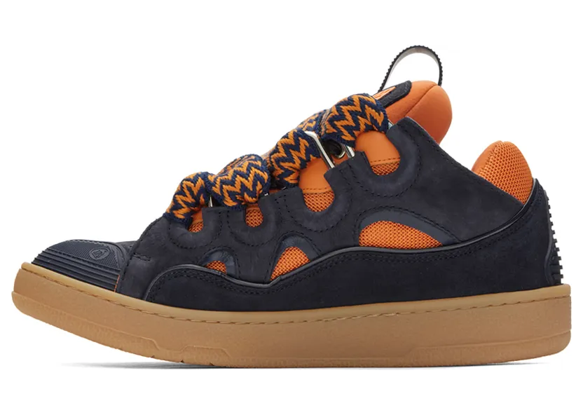 Lanvin SSENSE Exclusive Orange & Navy Curb Sneakers (FM-SKRK11-SSEN-A22) (3)