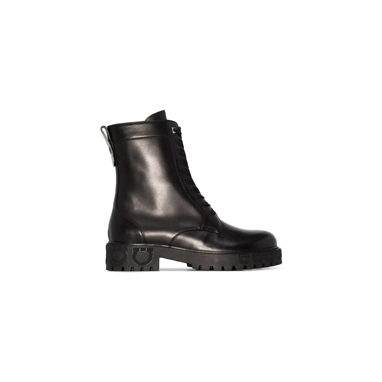 Ferragamo Gancini-Motif Combat Boots Black (01A574741339)