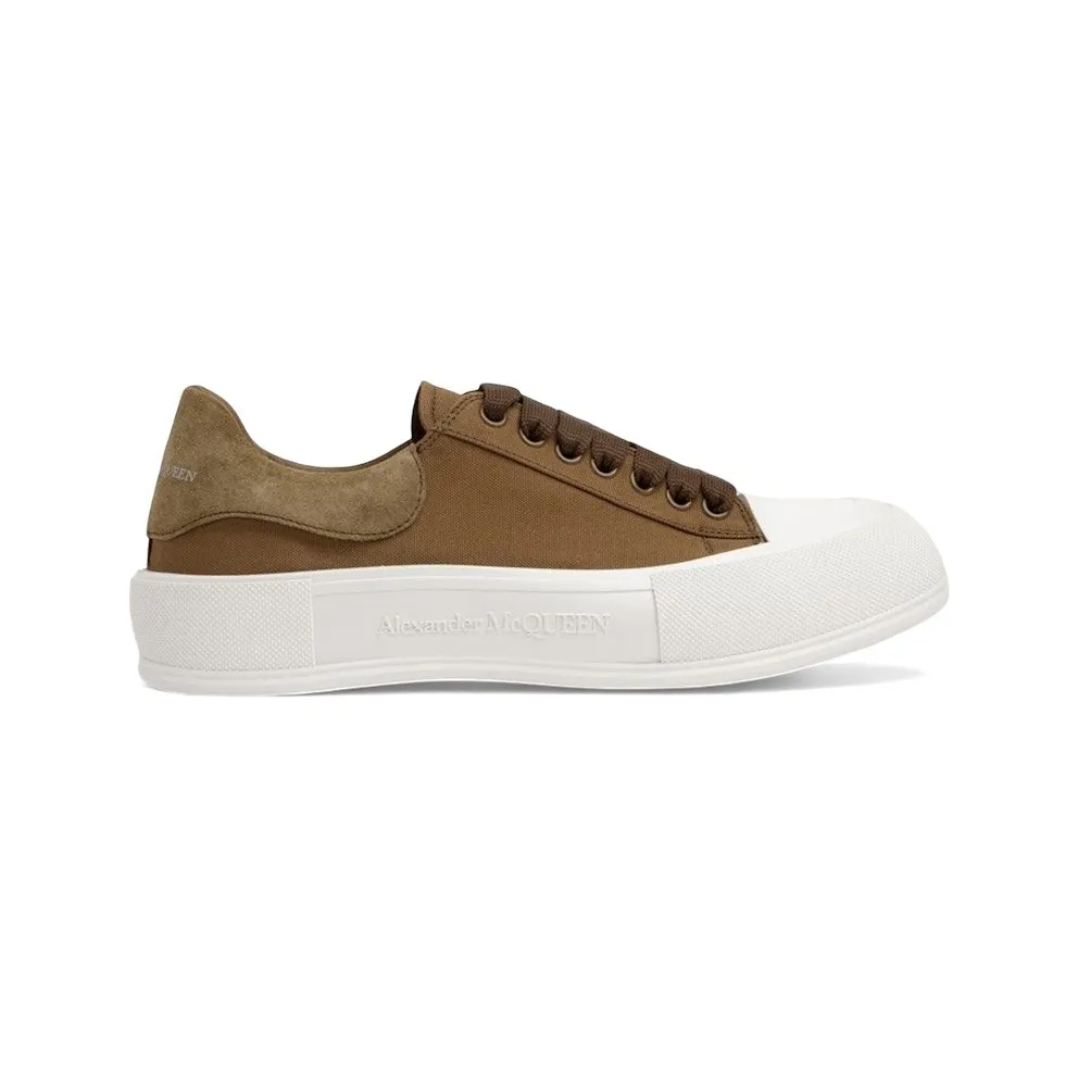 Alexander McQueen Deck Skate Plimsoll Lace-Up Khaki (654594 W4PQ1 3227)