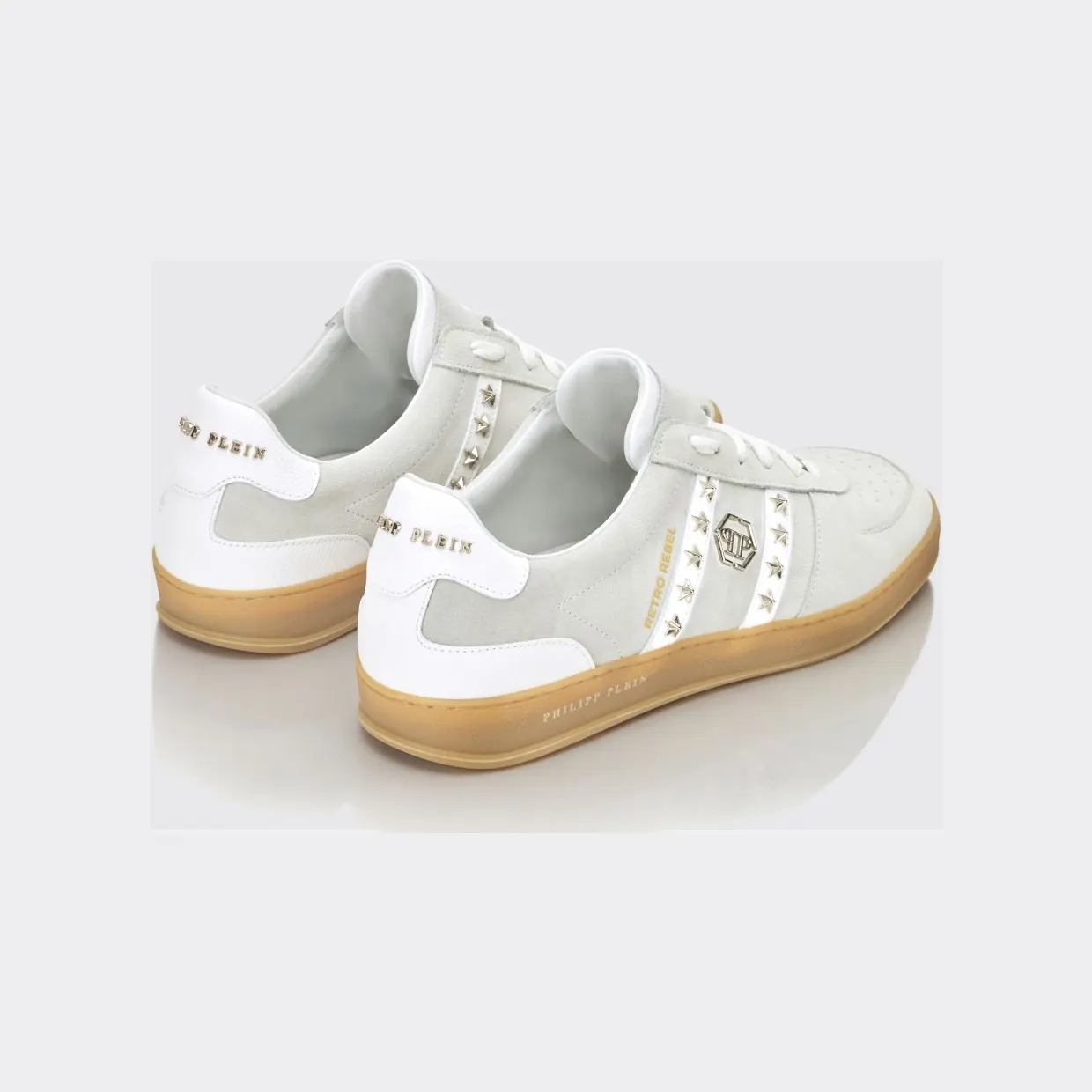 Philipp plein Retro Rebel Suede Sneakers with Applied Stars White (SAFSUSC0911PLE009N01) (2)