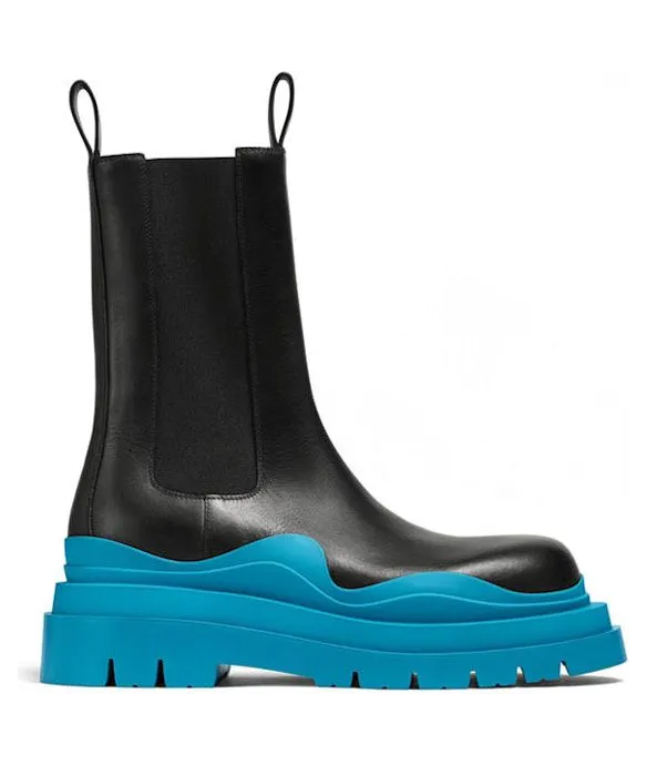 Bottega Veneta Tire Boot High Black Amalfi Blue (630284VBS501438)