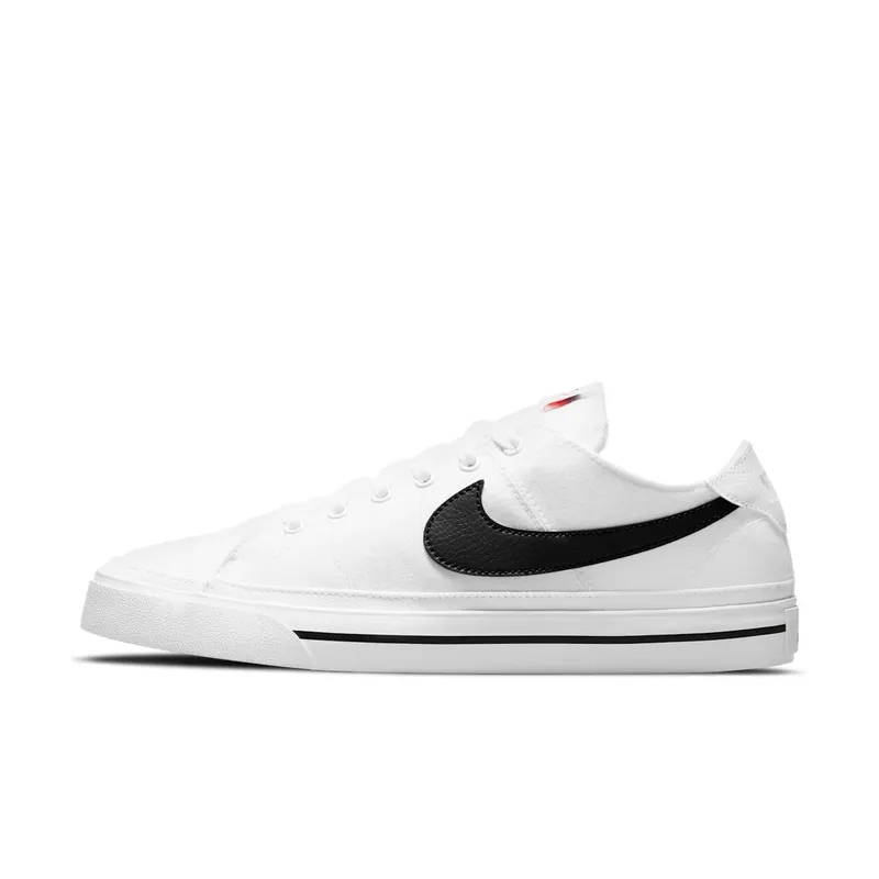 Nike Court Legacy Canvas White Black Swoosh (CW6539-101)