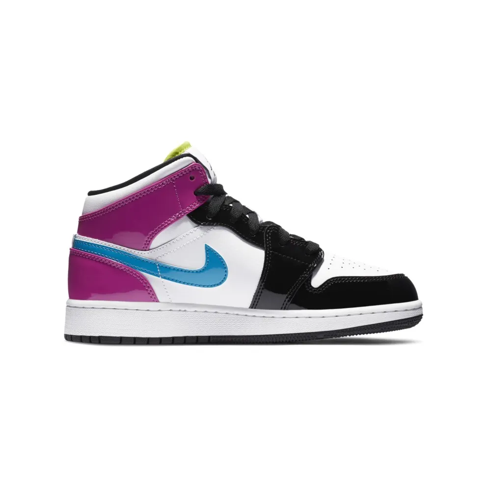 Jordan 1 Mid White Black Cyber Pink (GS) White/Cyber-Active Fuchsia-Black (CZ9835-100)